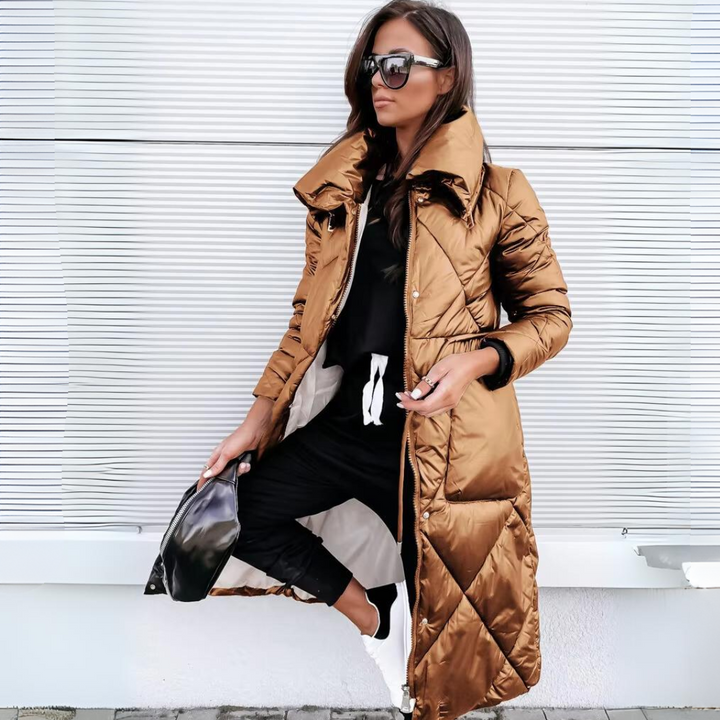 Women's Jacket | Quilted Long with High Collar
