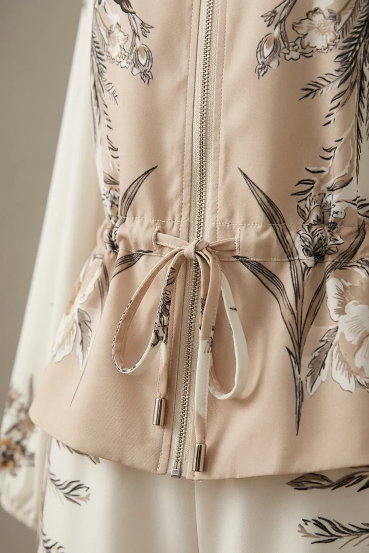 Indie | Zip Front Blouson Top Printed Two Piece Set