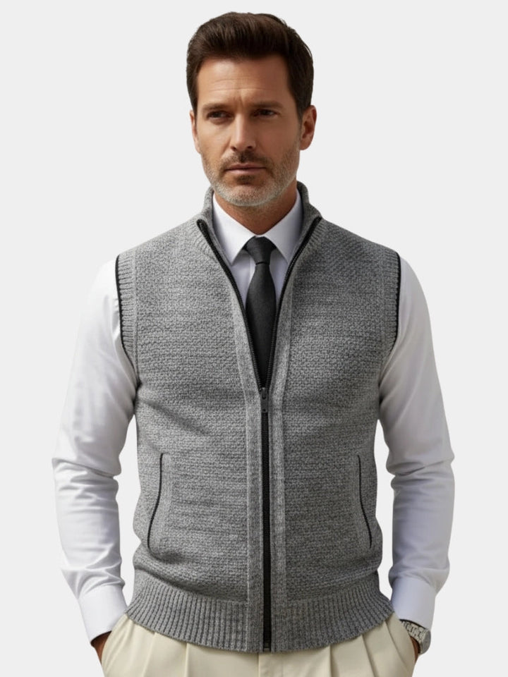 Men's Sweaters | Zip-Up Sweater Vest with Collar