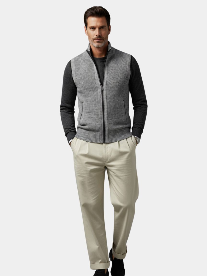 Men's Sweaters | Zip-Up Sweater Vest with Collar