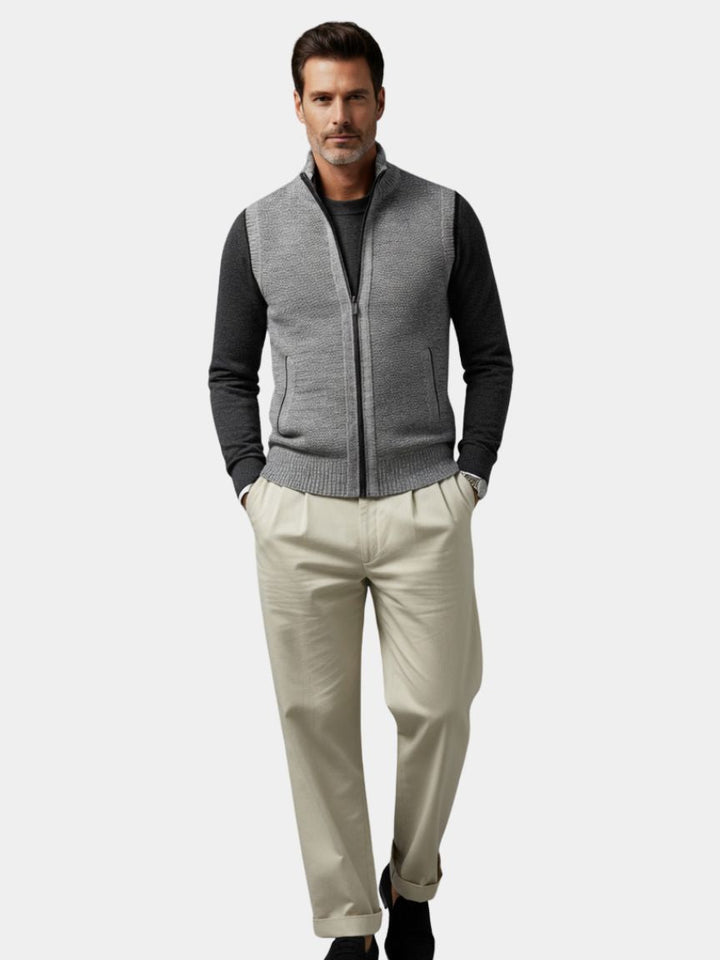 Men's Sweaters | Zip-Up Sweater Vest with Collar