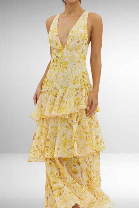 Women’s Floral Ruffle Tiered Maxi Dress