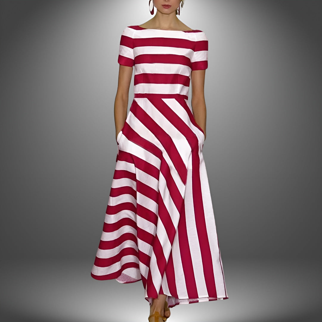 Elsie | Strapless Dress with Line Pattern
