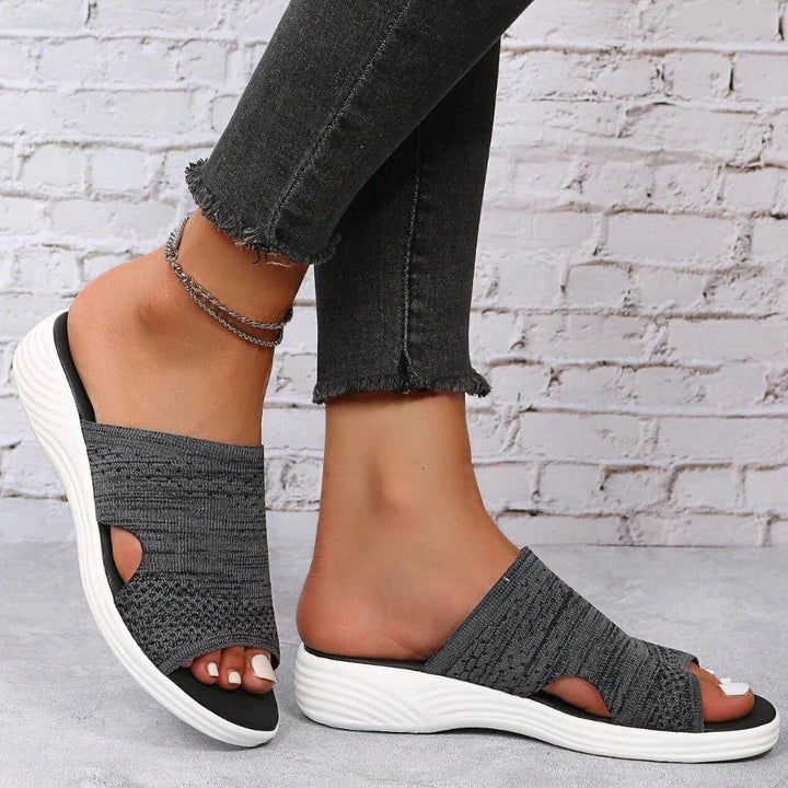 Women’s Slip-On Wedge Sandals with Stretch Knit Upper