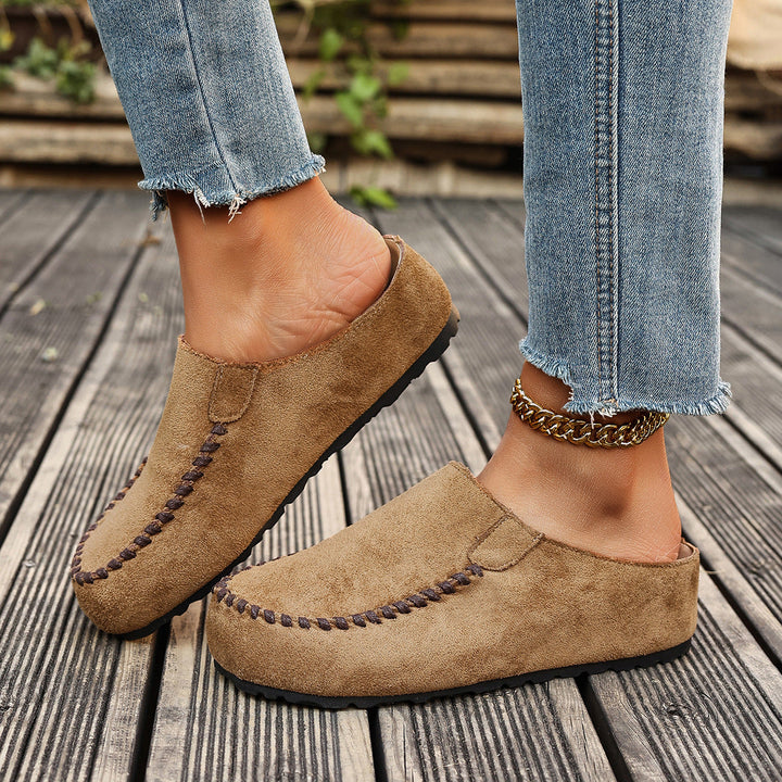 Women's Slip-On Moccasins | with Stitching and Flat Sole