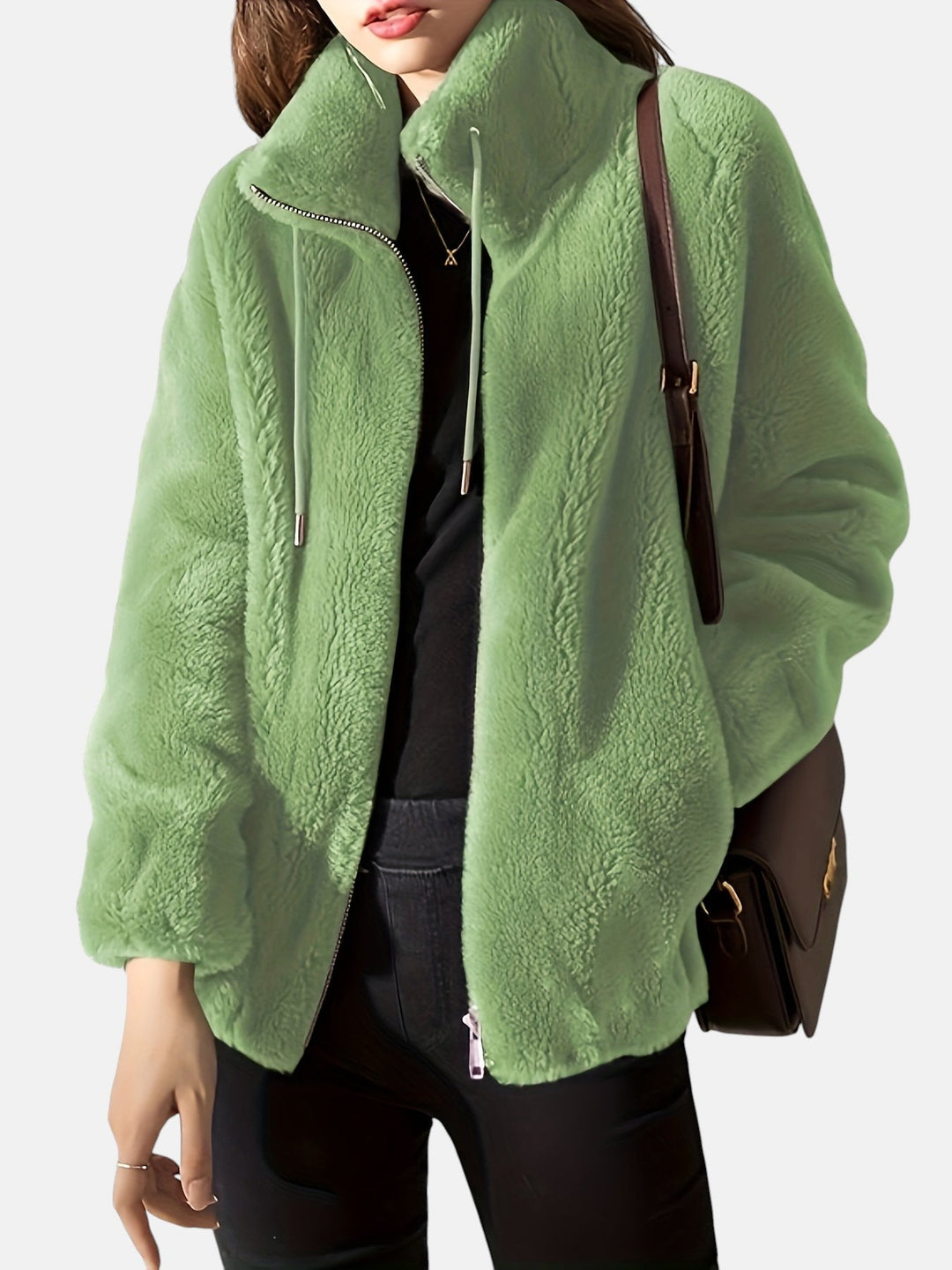 Women's jacket with soft finish and high collar