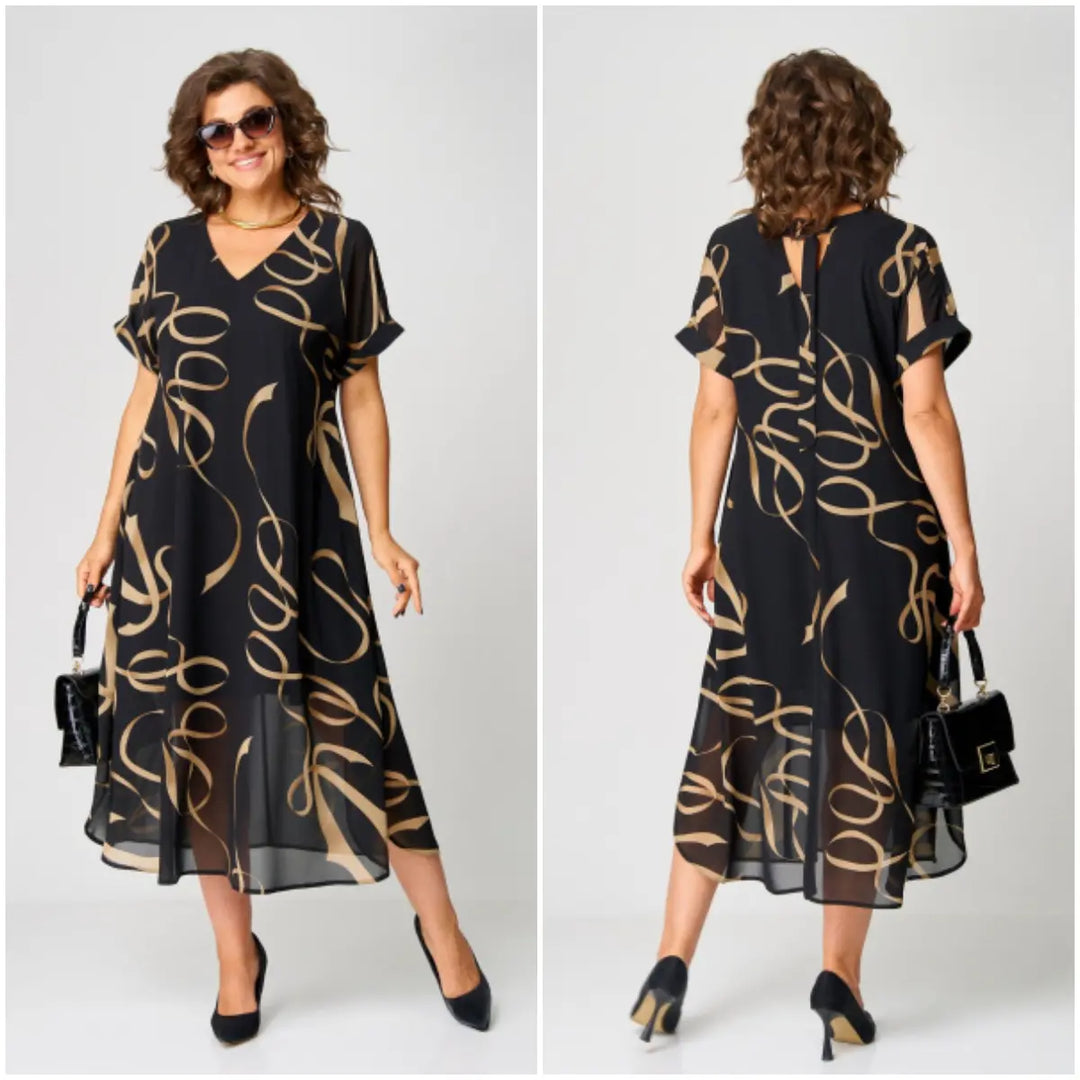 Milena | Feminine Chiffon Dress for Curvy Women