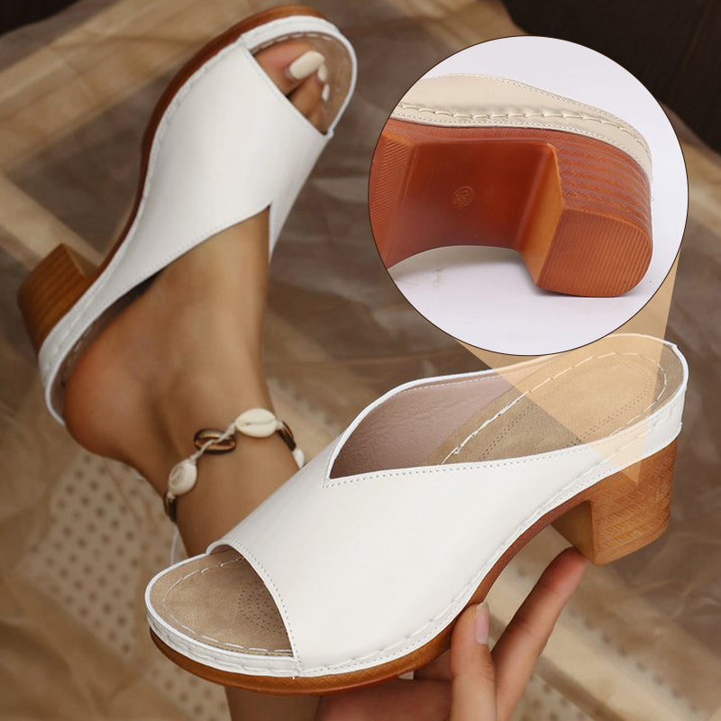 Women’s Open-Toe Mule Sandals with Chunky Heel