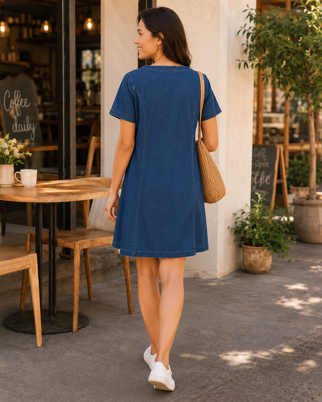 Julia | Soft Denim Dress with Front Pockets