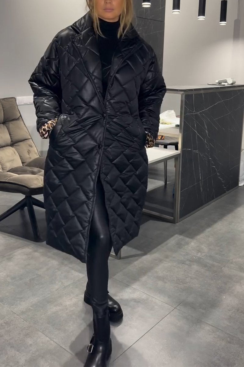 Women's coat | quilted long with snap fasteners