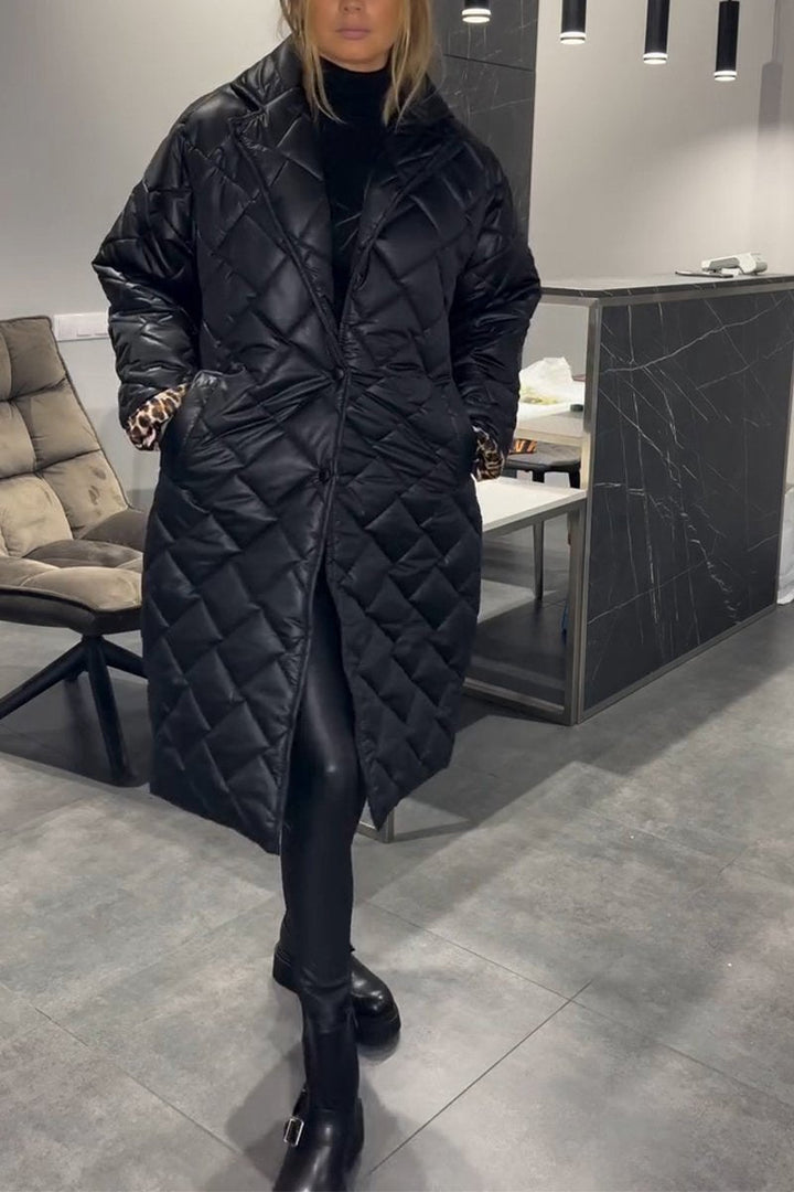 Women's coat | quilted long with snap fasteners