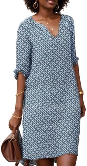 Women’s V-Neck Relaxed Fit Knee-Length Dress