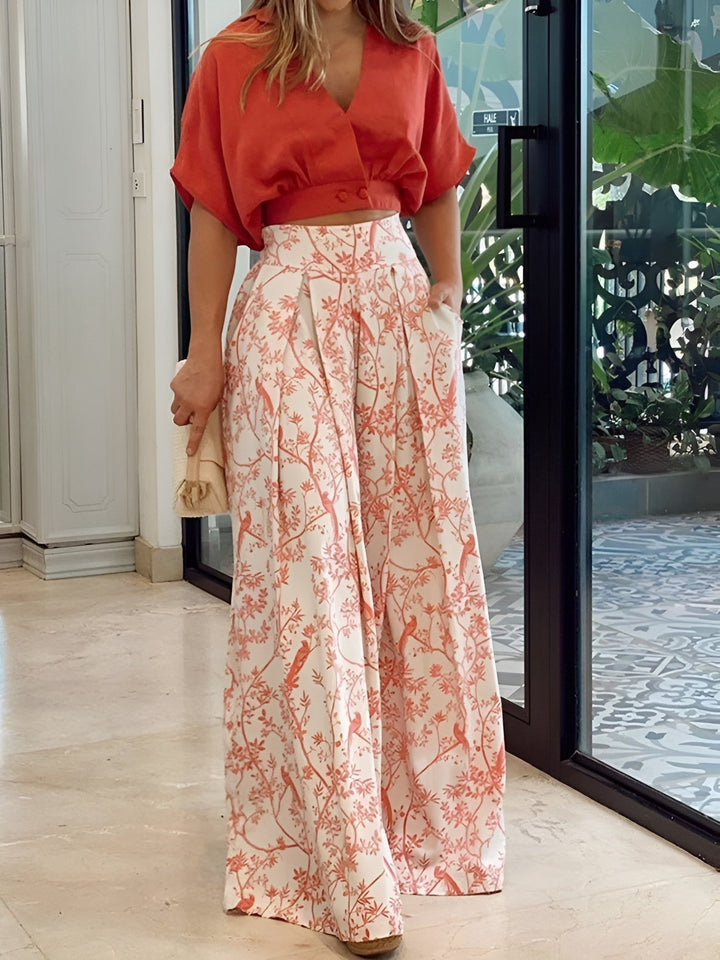 Women’s High-Waisted Wide Leg Pants with Elegant Flowing Fit