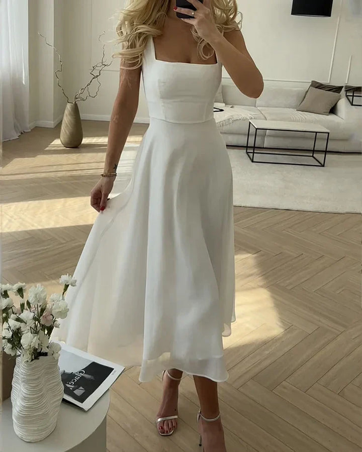 Women’s Elegant Square Neck Midi Dress
