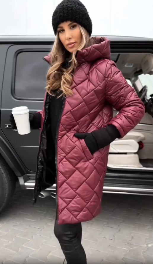Women's Winter Quilted Jacket with High Collar