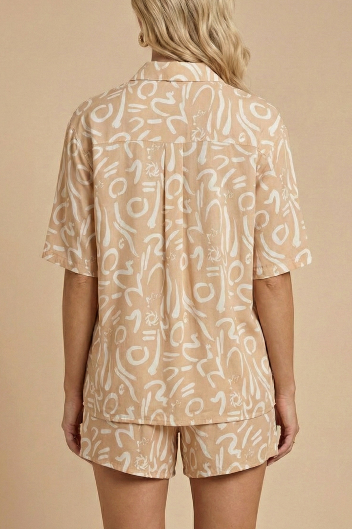 Women's Complete Set: Shirt and Shorts with Ties and Print