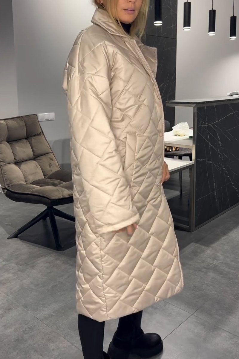 Women's coat | quilted long with snap fasteners
