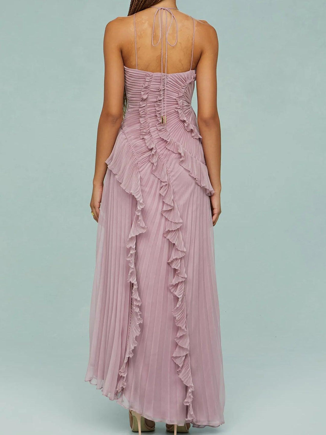Ruth | Pleated Suspender Long Dress With Slits