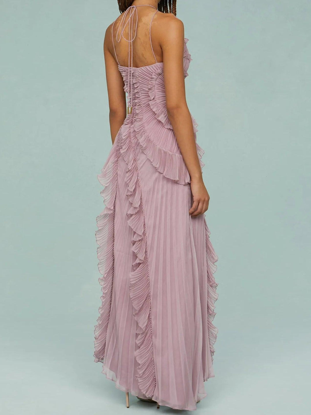Ruth | Pleated Suspender Long Dress With Slits