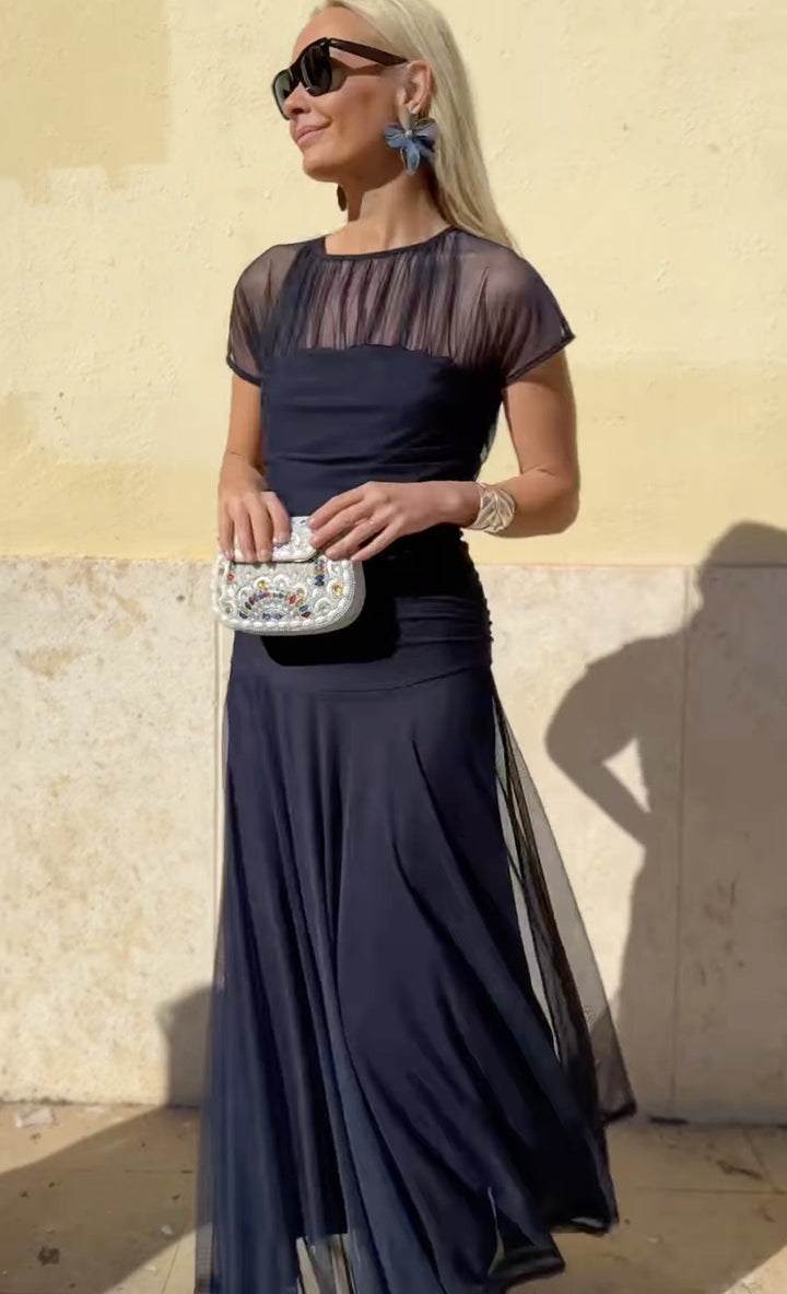 Lauren | Chiffon Dress with Round Neckline for Women