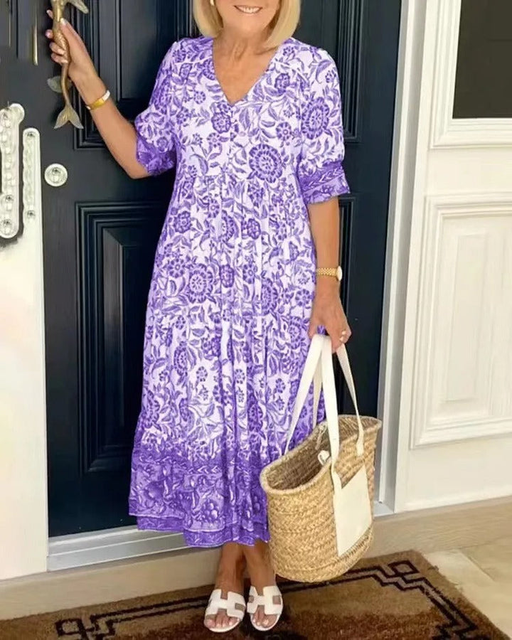 Meredith™ | Boho Style Dress with V-Neck