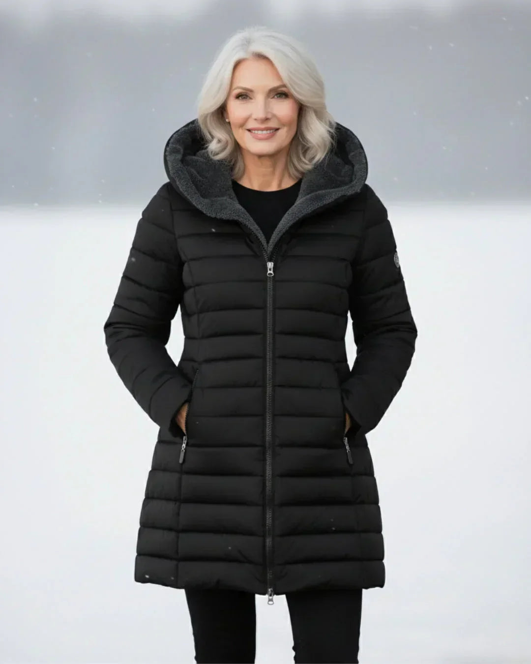 Women's Jacket | Quilted Long with Hood and Insulation