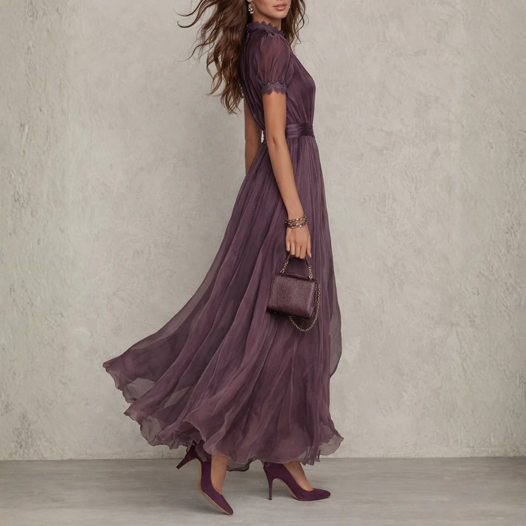 lyvienne chiffon lace maxi dress LoveShackFancy
