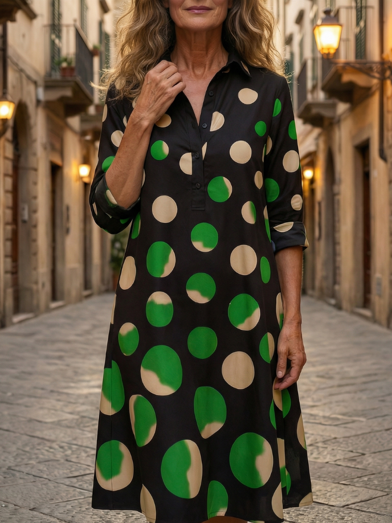 Elanique | Contrast Polka Dot Dress