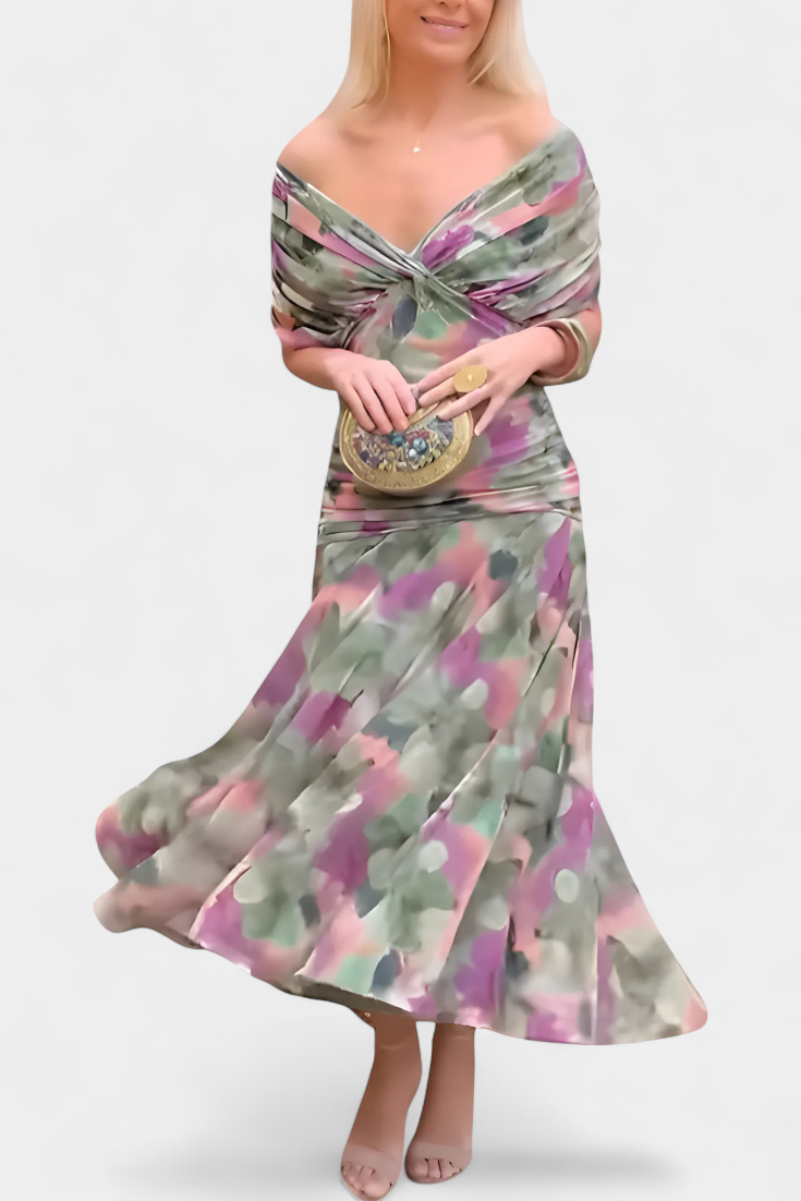 Women's Wrap Dress | with V Neckline and Gathering