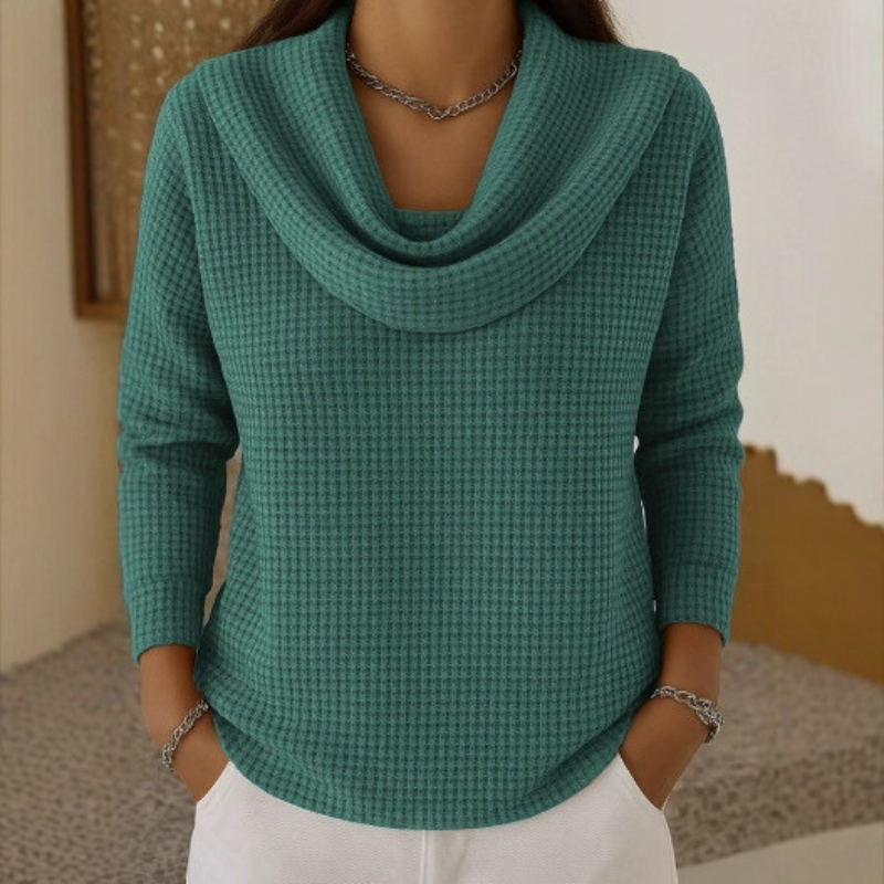 Women's Knit Top with Loose Waterfall Collar
