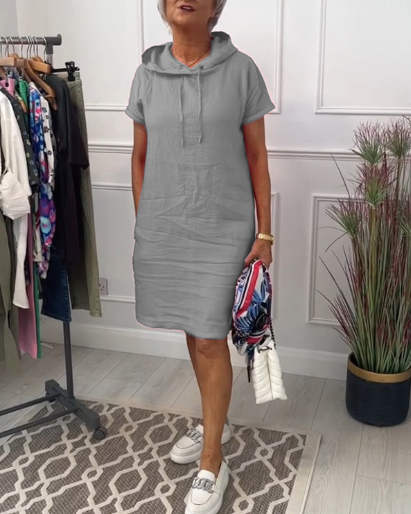 Nyla | Comfortable Short-Sleeved Casual Dress with Hood