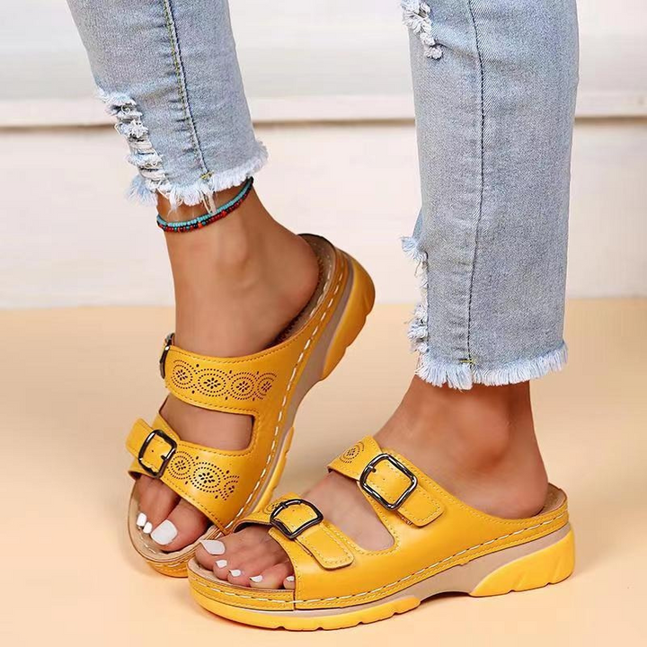 Women’s Comfortable Double Buckle Slide Sandals