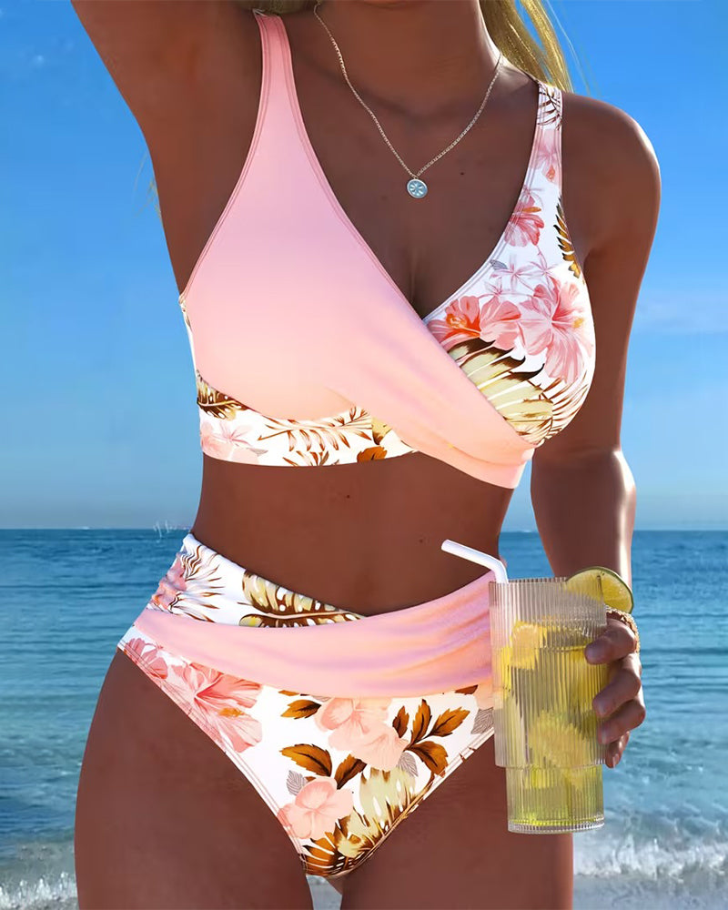 Jolina™ | Floral Contrast Split Bikini