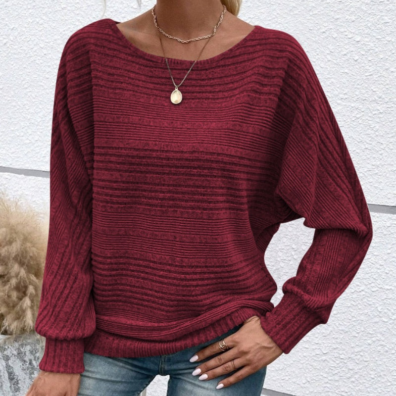 Yarisa | Striped Long Sleeve Shirt with Round Neck