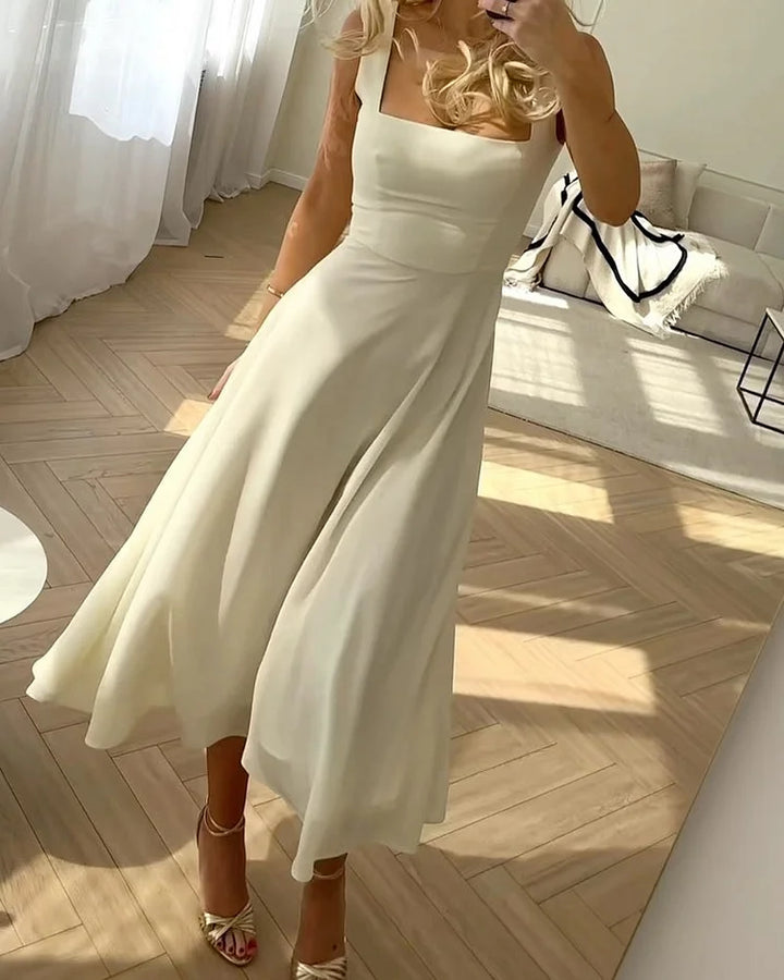 Women’s Elegant Square Neck Midi Dress