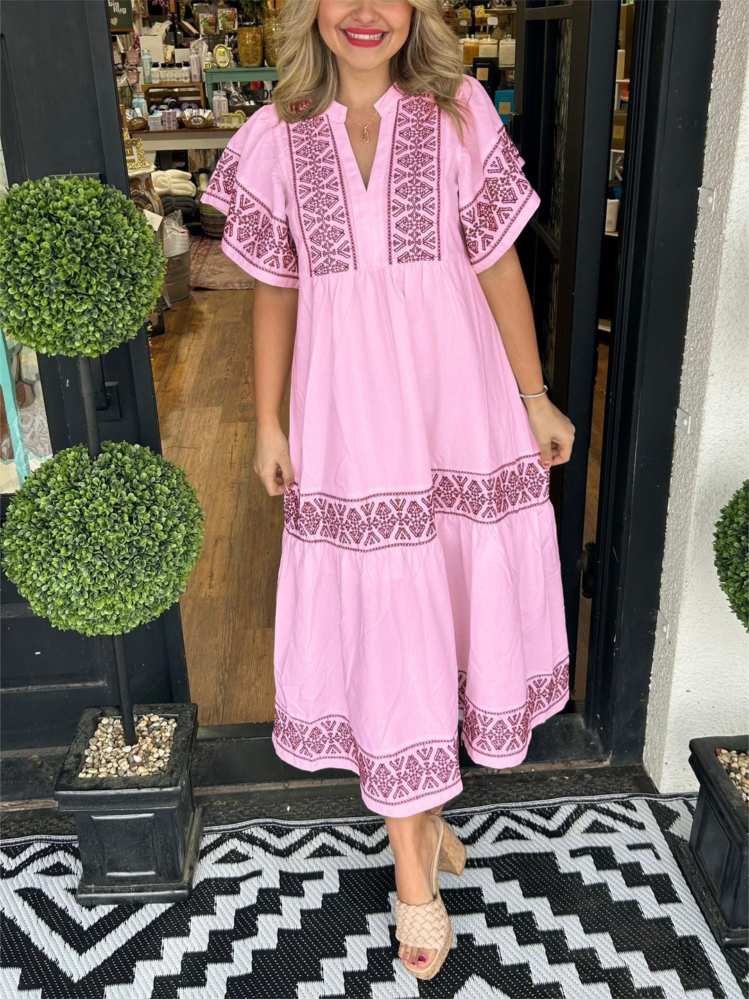 Rachel | Women’s Summer Boho V Neck Midi Dress