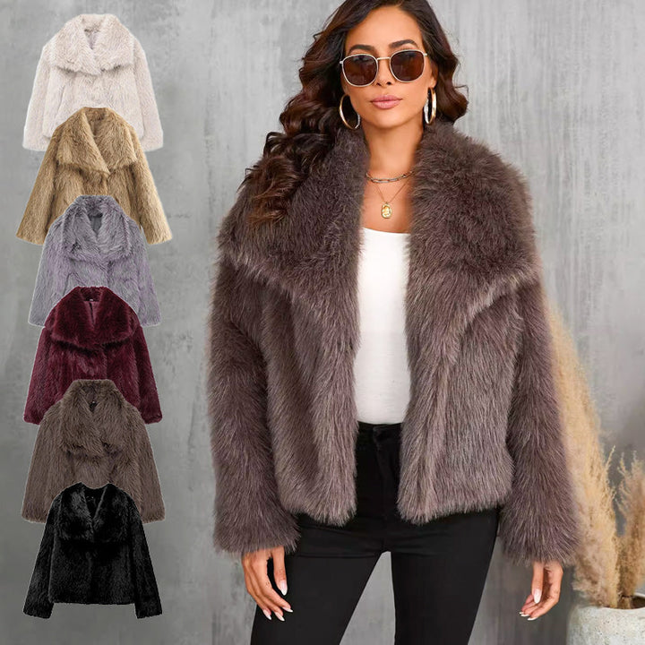 Women's Jacket | Short Fur Jacket with Collar