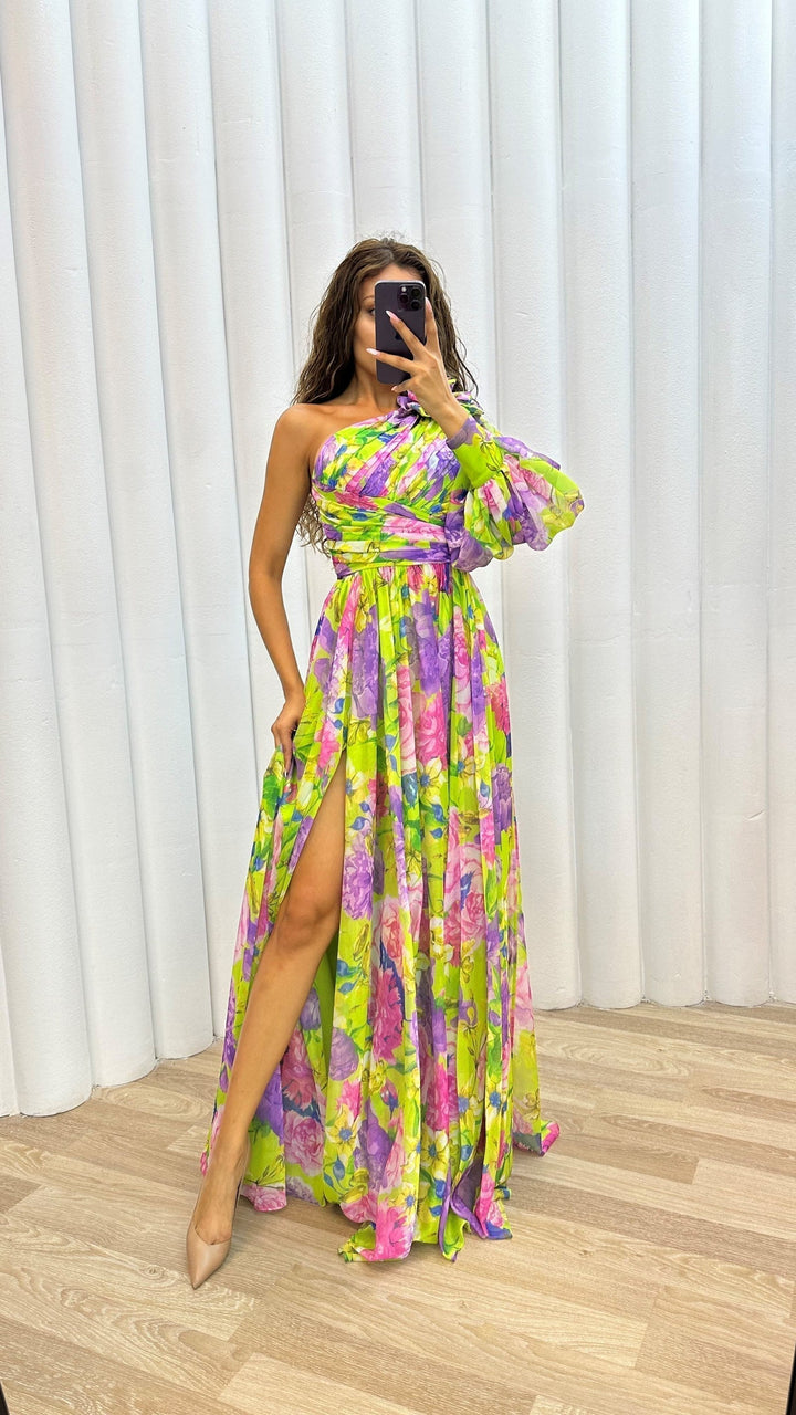 Whitney | Chic Flowing One-Shoulder Dress for Summer Occasions