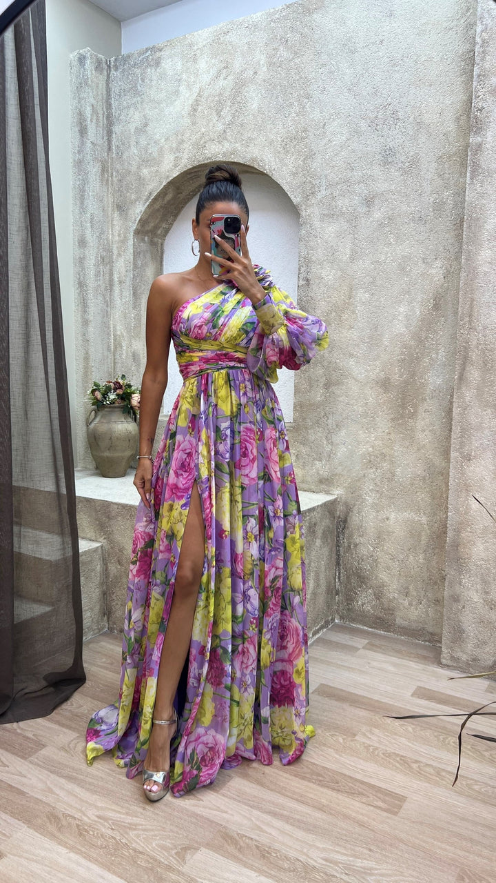 Whitney | Chic Flowing One-Shoulder Dress for Summer Occasions
