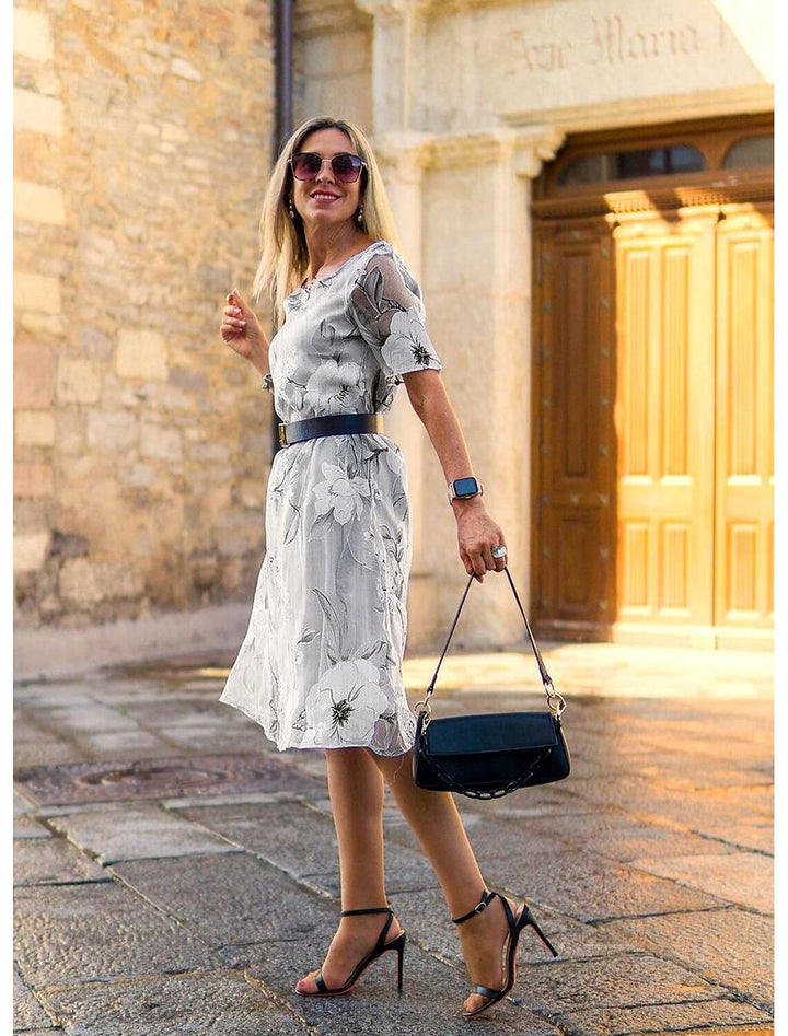 Kali | Elegant Midi Dress with Round Neckline