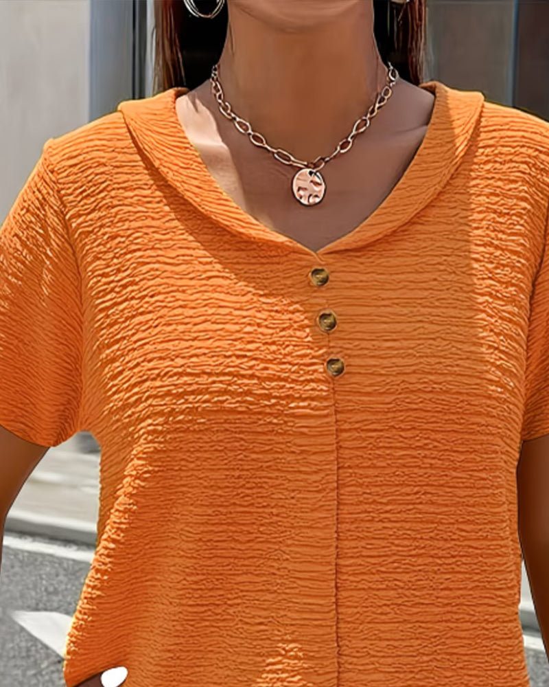 T-shirt Peter Pan Collar Three Buttons