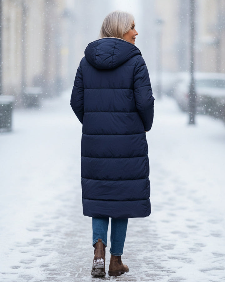 Women's Jacket | Long Quilted with Shearling and Collar