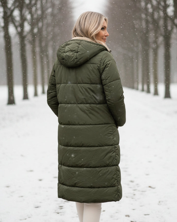 Women's Jacket | Long Quilted with Shearling and Collar