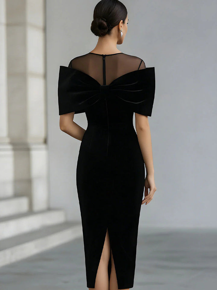 Elegant Midi Dress for Women | with Bow and Tulle