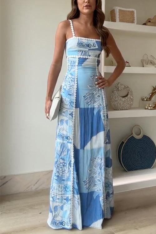 Eleonore | Strap Bow Back Printed Maxi Dress