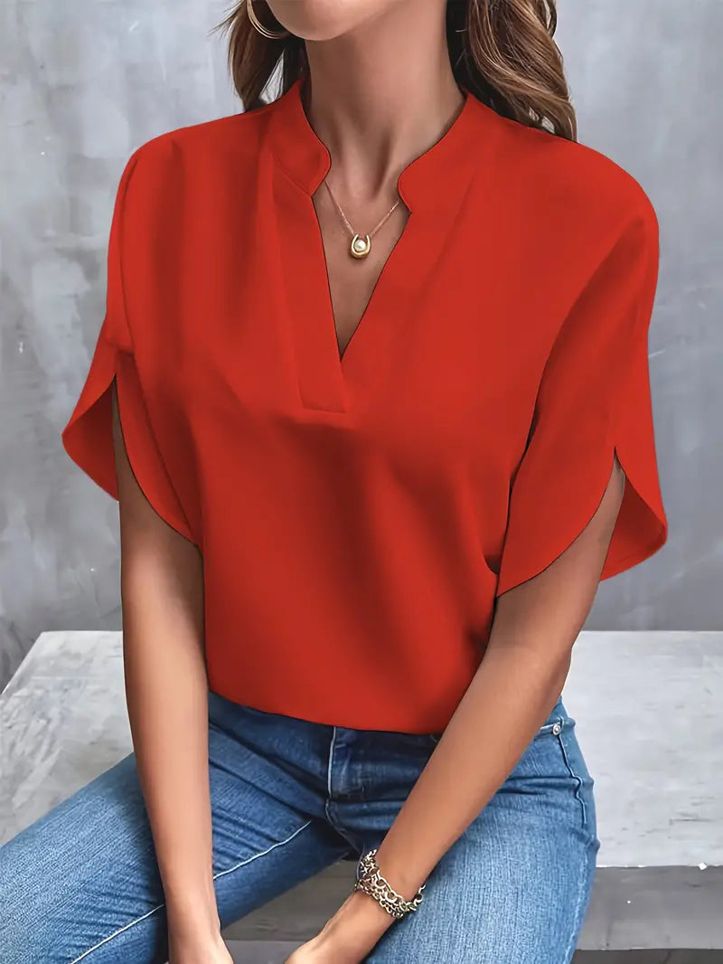 Women’s Elegant V-Neck Blouse with Flowing Sleeves