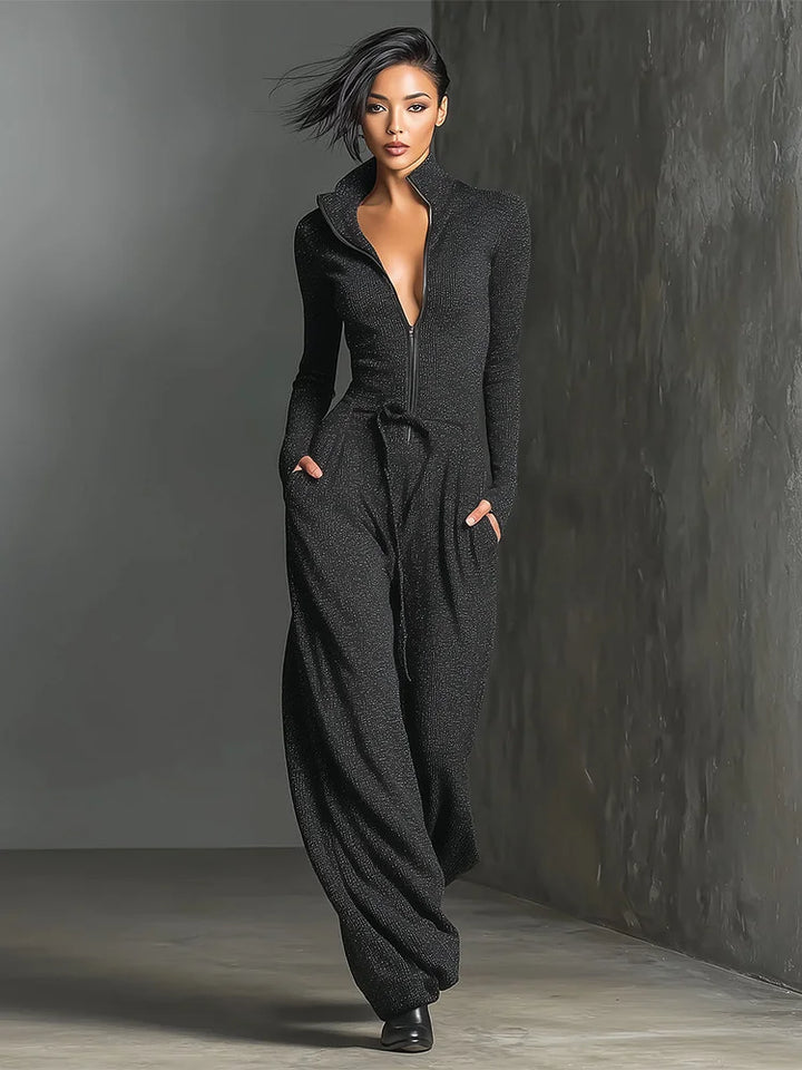 Elegant Women's Sweater with Studs and Front Closure