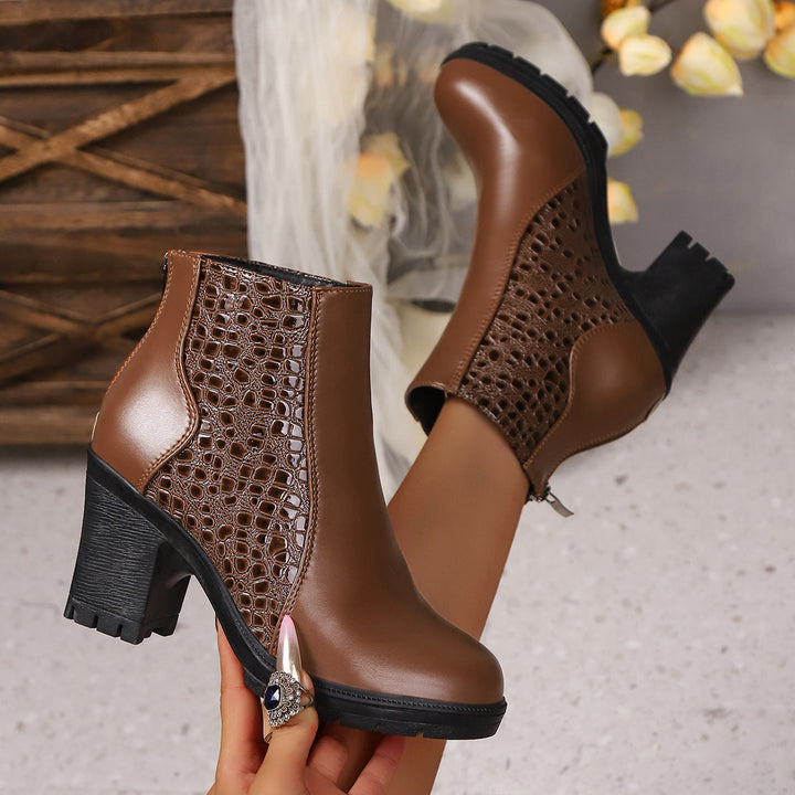 Valerisse | Leather Ankle Boot with Distinct Block Heel