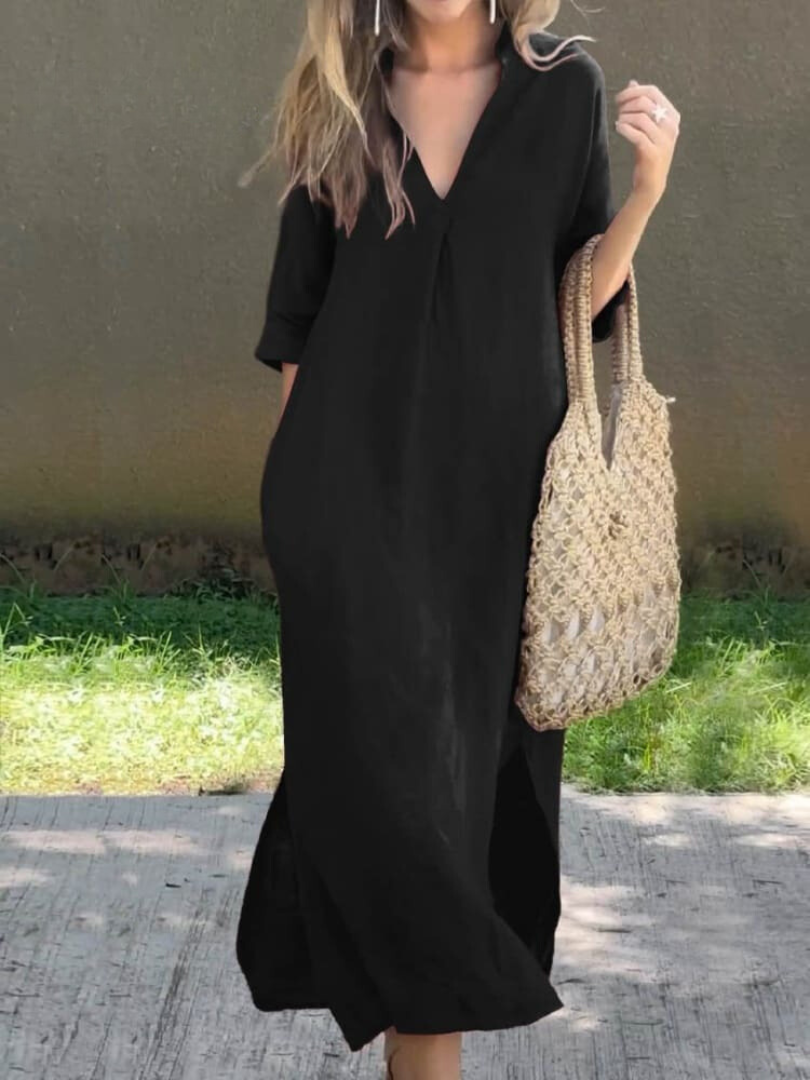Women’s Casual V-Neck Midi Dress