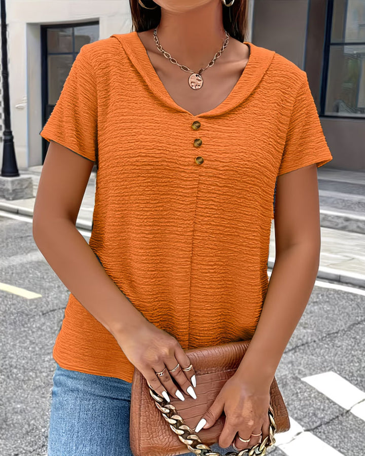 T-shirt Peter Pan Collar Three Buttons